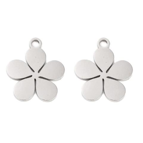 Flower pendant, surgical steel 316L, 14x12 mm, 1 pc.