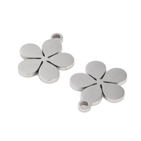 Flower pendant, surgical steel 316L, 14x12 mm, 1 pc.