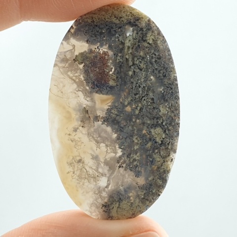 Indonesian moss agate cabochon 43x26 mm no 32