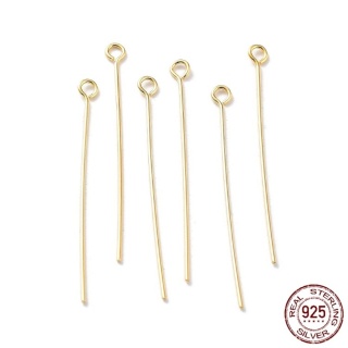 Szpilki z oczkiem srebro 925 25x0,5 mm 4 szt pozłacane