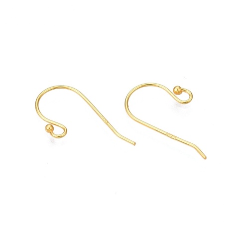 Earwires with ball silver 925 20x11 mm gold-plated 2