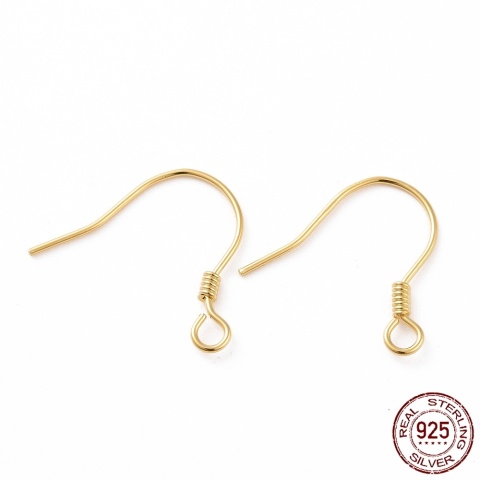 Earwires with spring silver 925 14.5x15 mm 2 pieces gold-plated