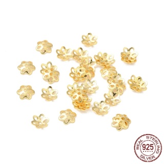 Czapeczki do koralików srebro 925 5x1,3 mm 4 szt pozłacane