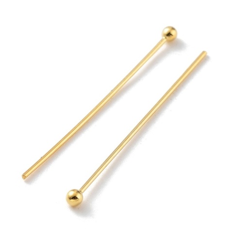 Pins with ball silver 925 15x0.5 mm 4 pcs gold plated