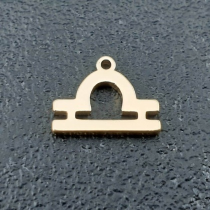 Pendant Libra in stainless steel, gold 9.7 mm