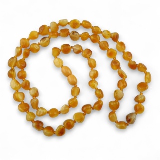 Bursztyn bałtycki mleczny bryłka 6-8 mm sznur 59 cm pomarańczowy