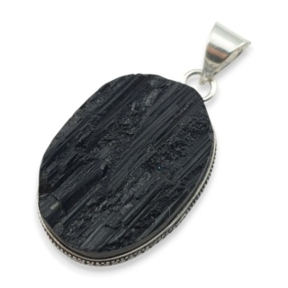 Black tourmaline pendant 30x21 mm no 409