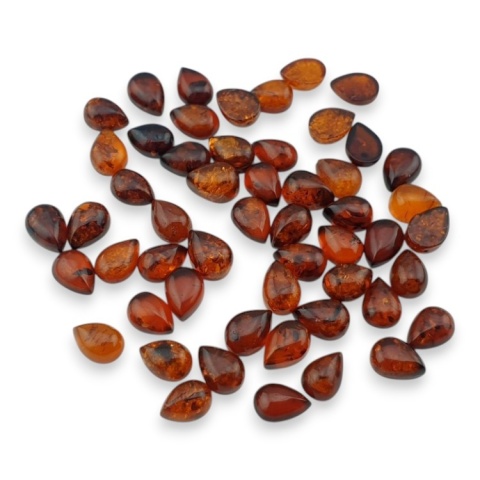 Baltic amber teardrop cabochon 6.7-7x5 mm 1 pc cognac
