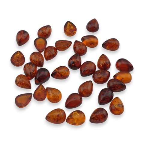 Baltic amber teardrop cabochon 8x6 mm 1 pc cognac