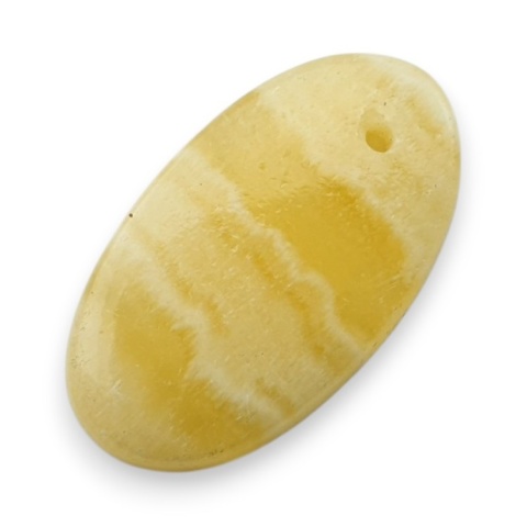 Yellow aragonite cabochon with hole 24x14 mm no G166