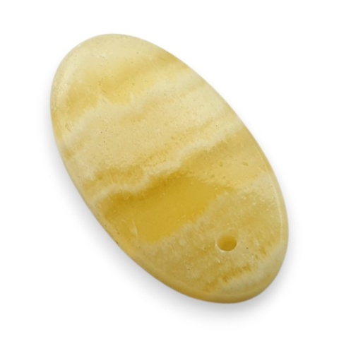 Yellow aragonite cabochon with hole 24x14 mm no G166