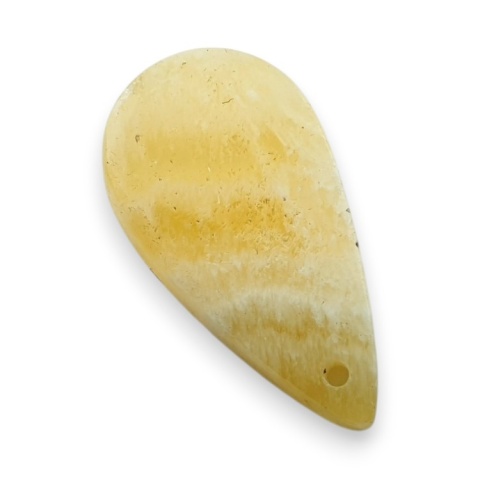 Yellow aragonite cabochon with hole 25x14 mm no G175