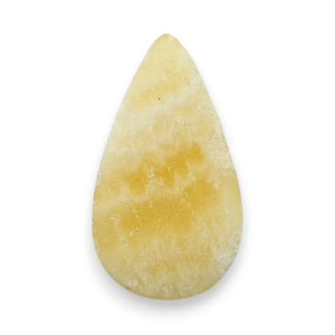 Yellow aragonite cabochon with hole 25x14 mm no G175