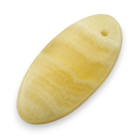 Yellow aragonite cabochon with hole 26x13 mm no G171