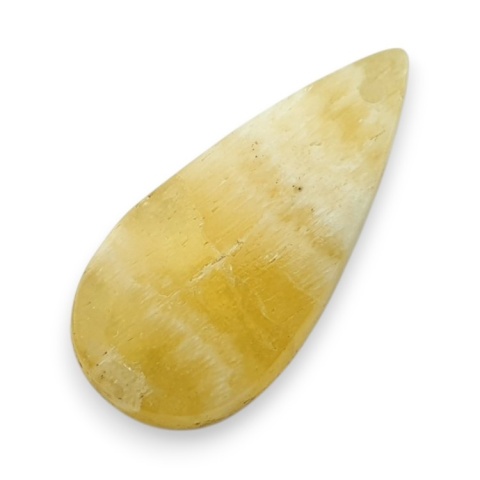 Yellow aragonite cabochon with hole 27x13 mm no G162