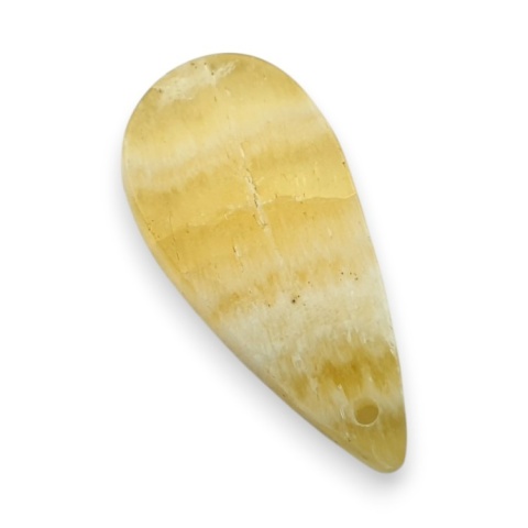 Yellow aragonite cabochon with hole 27x13 mm no G162