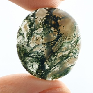 Agat mszysty cienki kaboszon 26x23 mm nr 344