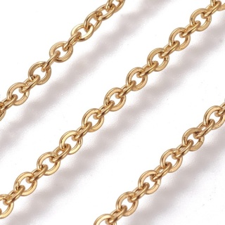 Łańcuszek ankier stal szlachetna 3,0x2,5x0,6 mm 0,5 m pozłacany powłoka IP