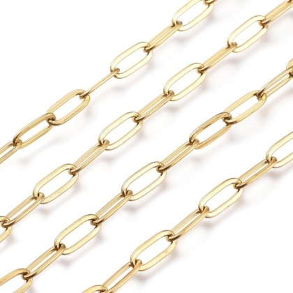 Stainless steel chain 9.7x4.2x1 mm 0.5 m gold-plated IP coating