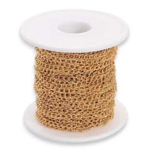 Łańcuszek przedłużkowy skręcany stal szlachetna 4,0x3,0x0,6 mm 0,5 m kolor złoty powłoka IP