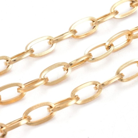 Stainless steel chain 6.8x4.0x0.8 mm 0.5 m gold color IP coating