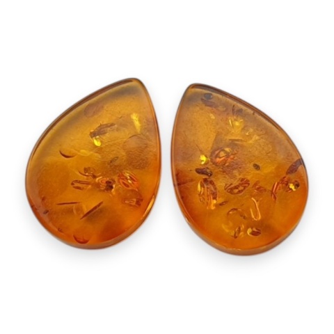 Bursztyn bałtycki płaska łezka para 11x8 mm nr 238