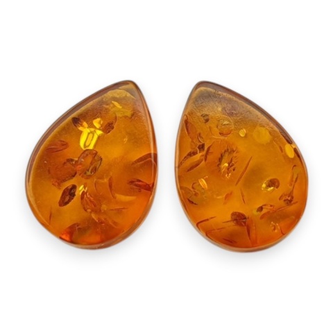 Bursztyn bałtycki płaska łezka para 11x8 mm nr 240