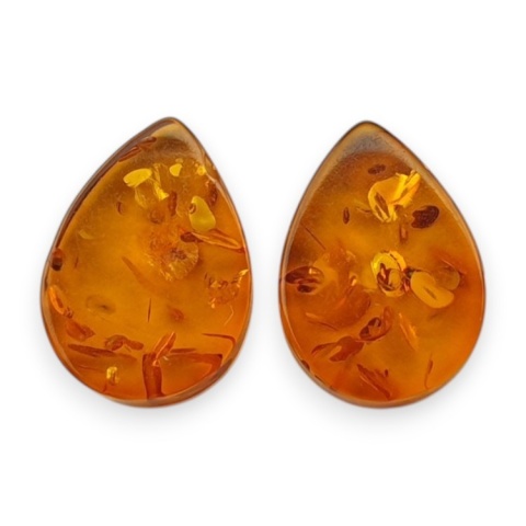 Bursztyn bałtycki płaska łezka para 11x8 mm nr 240