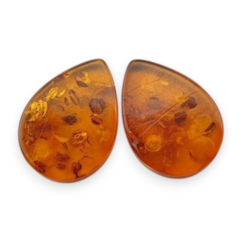 Baltic amber flat teardrop pair 11x8 mm no 248