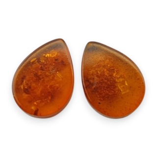 Bursztyn bałtycki płaska łezka para 11x8 mm nr 252