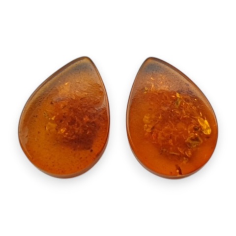 Bursztyn bałtycki płaska łezka para 11x8 mm nr 252