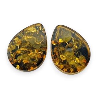 Baltic amber flat teardrop pair 12x9 mm no 232