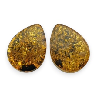 Baltic amber flat teardrop pair 12x9 mm no 233