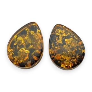 Baltic amber flat teardrop pair 12x9 mm no 234