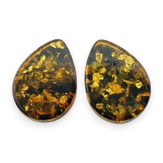 Baltic amber flat teardrop pair 12x9 mm no 236