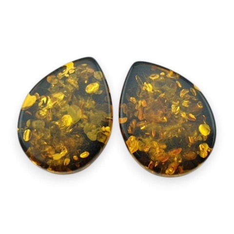 Baltic amber flat teardrop pair 16x12 mm no 228