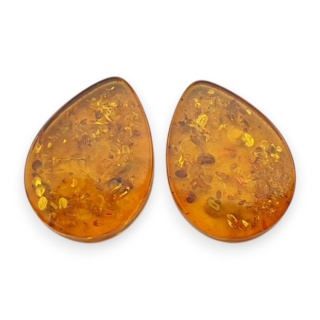 Baltic amber flat teardrop pair 16x12 mm no 242