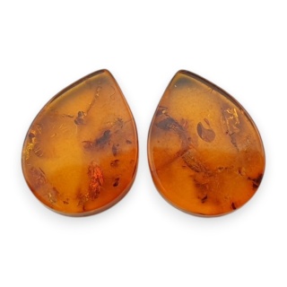 Bursztyn bałtycki płaska łezka para 16x12 mm nr 244