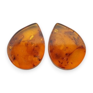 Bursztyn bałtycki płaska łezka para 16x12 mm nr 245