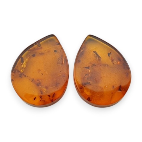 Bursztyn bałtycki płaska łezka para 16x12 mm nr 245