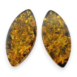 Baltic amber flat marquise pair 17x8 mm no 208