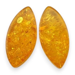 Baltic amber flat marquise pair 17x8 mm no 217