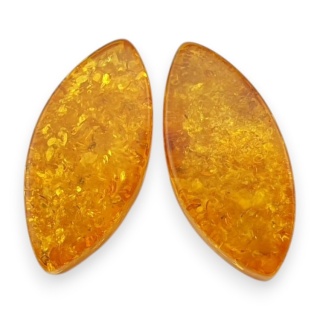 Baltic amber flat marquise pair 17x8 mm no 224