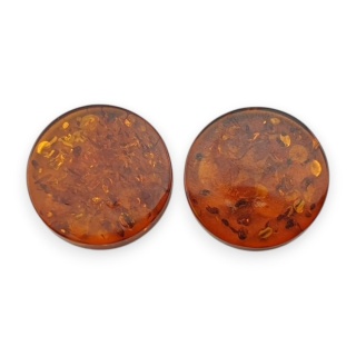 Baltic amber flat round pair fi 12 mm no 185