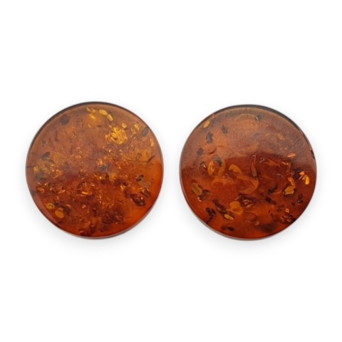 Baltic amber flat round pair fi 12 mm no 185