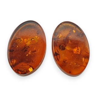Baltic amber flat oval pair 12x8 mm no 196
