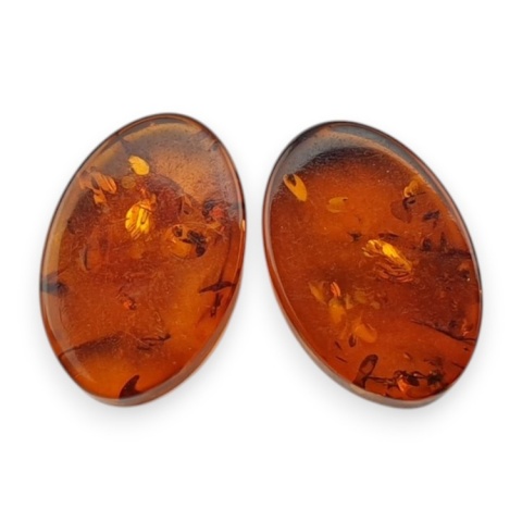 Bursztyn bałtycki płaski owal para 12x8 mm nr 196