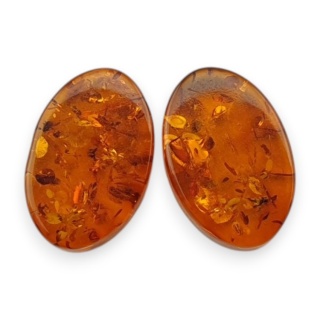 Baltic amber flat oval pair 12x8 mm no 197