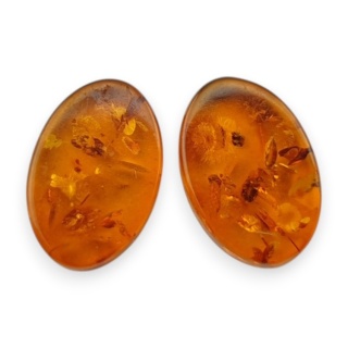 Baltic amber flat oval pair 12x8 mm no 198