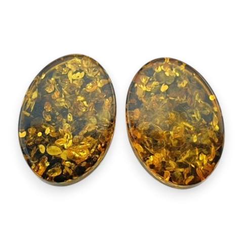 Baltic amber flat oval pair 14x10 mm no 192